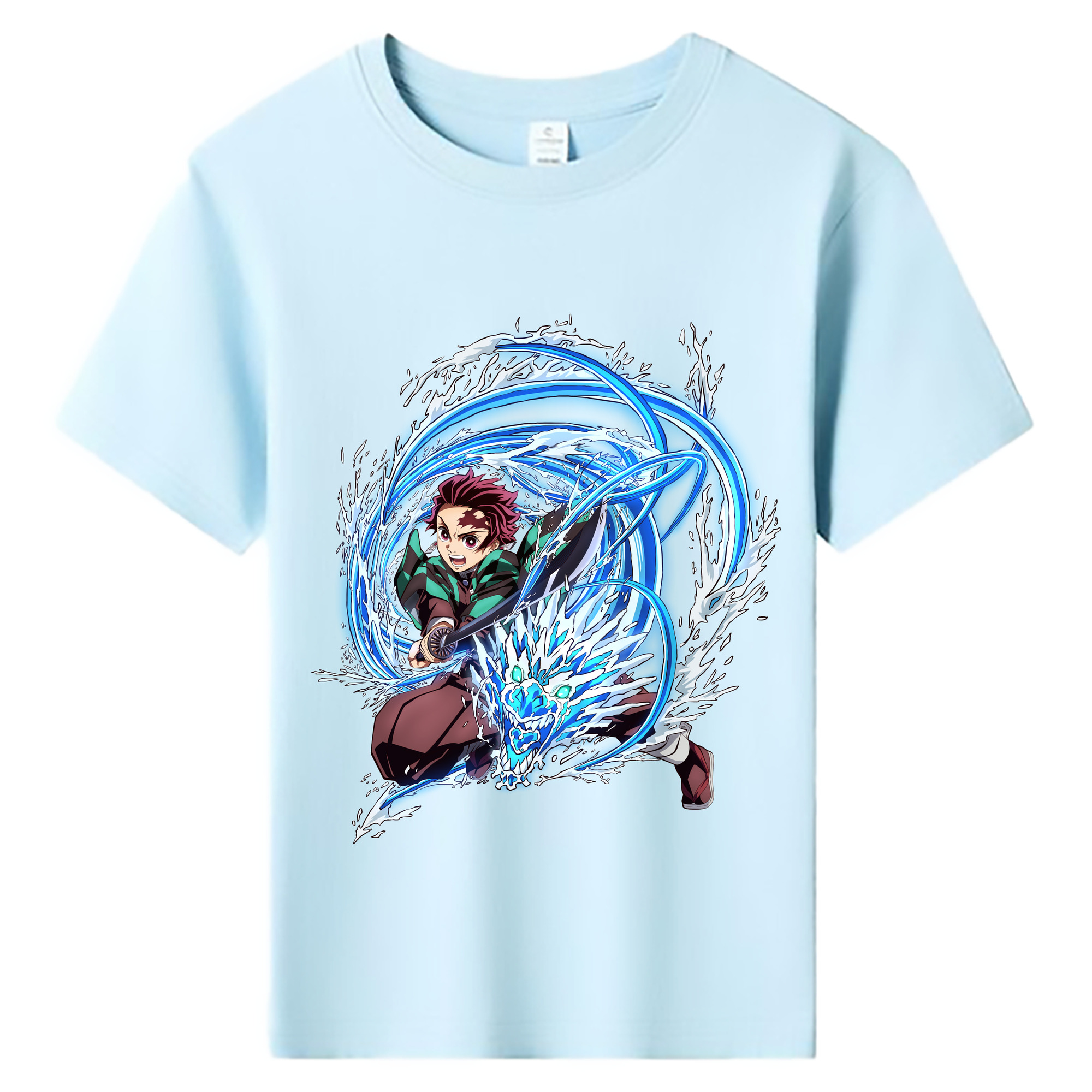 （画像用） 鬼滅の刃 竈門 炭治郎／かまど たんじろう Kamado Tanjirou 綿100％キッズTシャツ（フロントプリント）